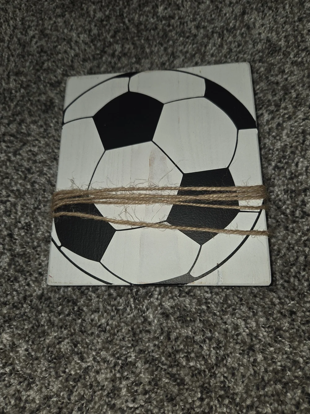 Soccer ball wooden picture holder 6 x 6